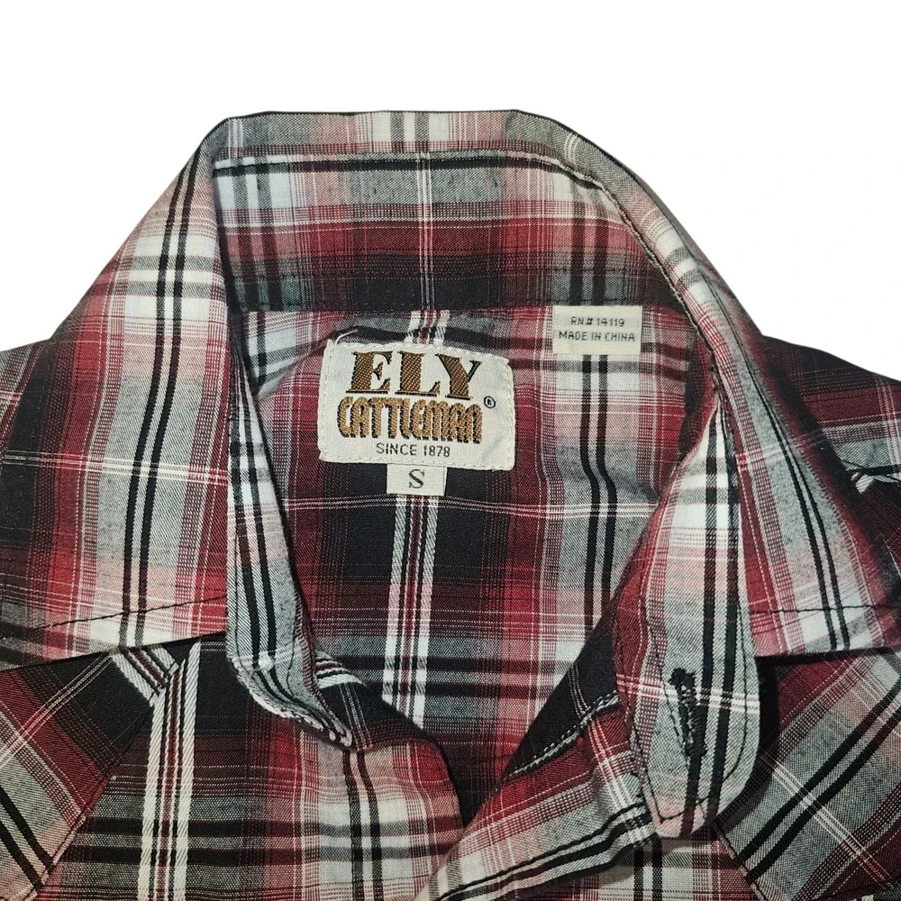 Ely‎ Cattleman Boy's Small Plaid Pearl Snap Long Sleeve Shirt